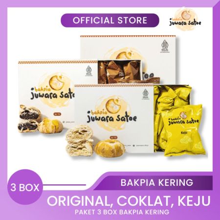 [ 3 BOX ] PAKET BAKPIA CRISPY (ORI, COKLAT, KEJU) - BAKPIA JUWARA SATOE