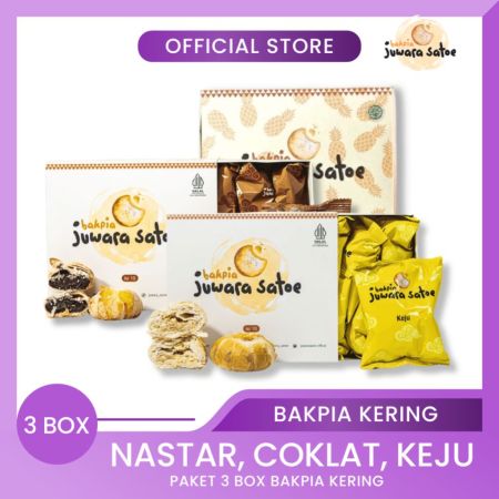 [ 3 BOX ] PAKET BAKPIA CRISPY (NASTAR, COKLAT, KEJU) - BAKPIA JUWARA SATOE