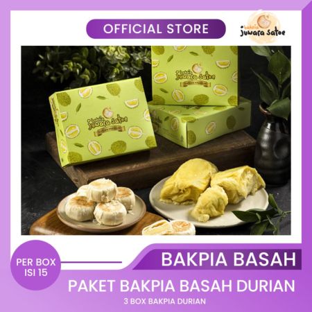 BAKPIA JUWARA SATOE [ 3 Box ] Paket Bakpia Basah Durian - Oleh Oleh Khas Jogja