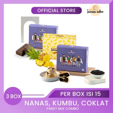 BAKPIA JUWARA SATOE [ 3 Box ] Paket Mix Combo Bakpia Basah (Nanas, Kumbu, Coklat) - Oleh Oleh Khas Jogja