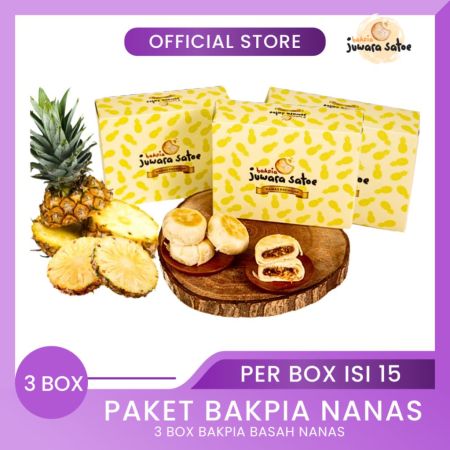 BAKPIA JUWARA SATOE [ 3 Box ] Paket Bakpia Basah Nanas - Oleh Oleh Khas Jogja