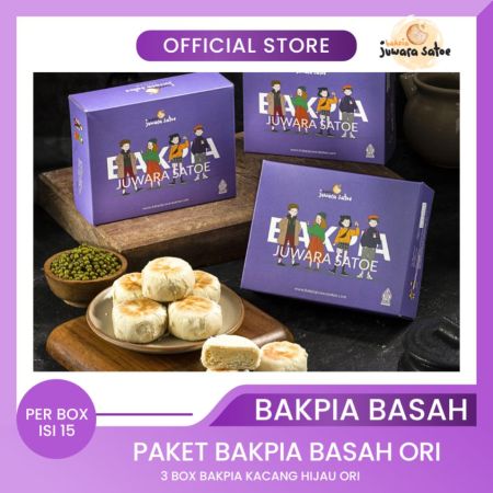 BAKPIA JUWARA SATOE [ 3 Box ] Paket Bakpia Basah Kacang Hijau Original - Oleh Oleh Khas Jogja