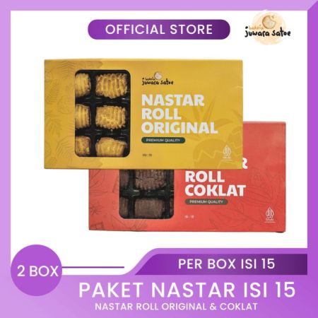 BAKPIA JUWARA SATOE [ 2 Box ] Paket Nastar Roll Isi 15 (Original dan Coklat) - Oleh Oleh Khas Jogja