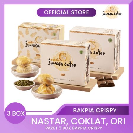 BAKPIA JUWARA SATOE [ 3 Box ] Paket Bakpia Crispy (Nastar, Coklat, Original) - Oleh Oleh Khas Jogja