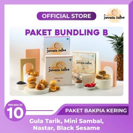 BAKPIA JUWARA SATOE [ 4 Box ] Paket Bundling B (Gula Tarik, Mini Sambal, Nastar, Black Sesame) - Oleh Oleh Khas Jogja