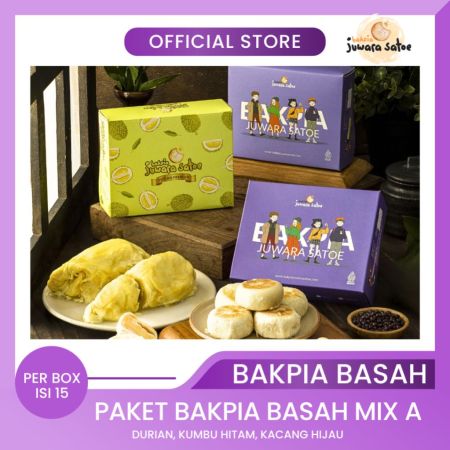 BAKPIA JUWARA SATOE [ 3 Box ] Paket Bakpia Basah Mix A (Durian, Kumbu , Original) - Oleh Oleh Khas Jogja