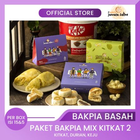 BAKPIA JUWARA SATOE [ 3 Box ] Paket Bakpia Basah Kitkat (Kitkat, Keju, Durian) - Oleh Oleh Khas Jogja