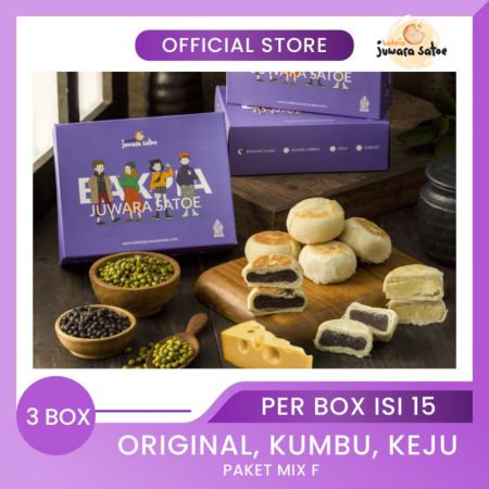 BAKPIA JUWARA SATOE [ 3 Box ] Paket Mix F Bakpia Basah (Original, Kumbu, Keju) - Oleh Oleh Khas Jogja