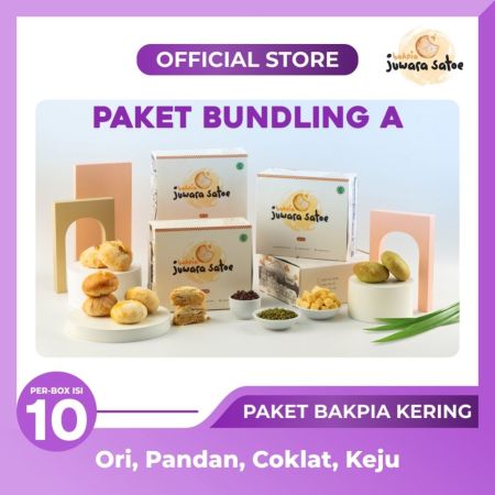 BAKPIA JUWARA SATOE [ 4 Box ] Paket Bundling A (Kering Coklat, Kering Keju, Kering Pandan, Kering Original) - Oleh Oleh Khas Jogja