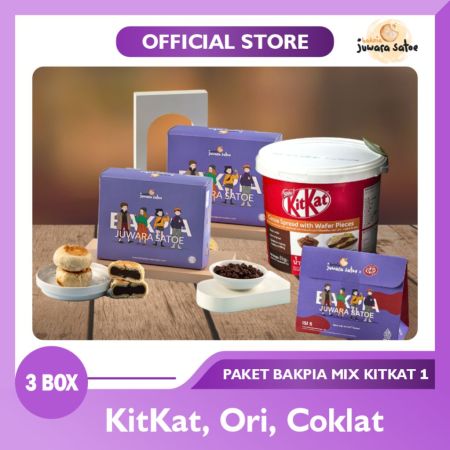 BAKPIA JUWARA SATOE [ 3 Box ] Paket Bakpia Basah Kitkat (Kitkat, Original, Coklat) - Oleh Oleh Khas Jogja