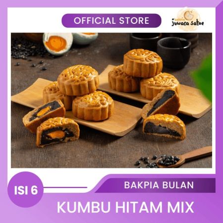 [ ISI 6 ] BAKPIA BULAN KUMBU HITAM MIX - BAKPIA JUWARA SATOE